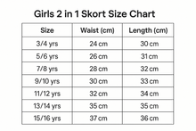 Load image into Gallery viewer, size chart girls school skort