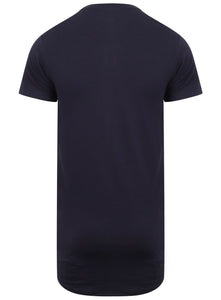 Athletic Sportswear Mens Longline T-Shirts Navy