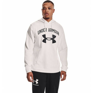 Under Armour Mens Hoodie Rival Terry Large Logo Onyx White Sweatshirt Size 2XL
