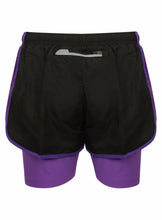 Load image into Gallery viewer, Athletic Sportswear Ladies Shorts 2 in 1 Running Shorts Black/Purple