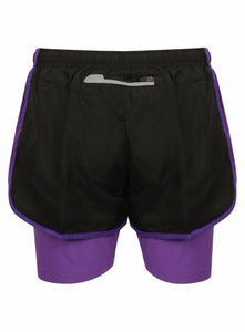 Athletic Sportswear Ladies Shorts 2 in 1 Running Shorts Black/Purple