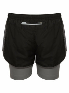 Athletic Sportswear Ladies Shorts 2 in 1 Running Shorts Black/Grey
