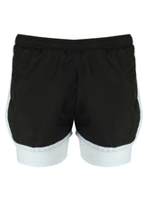Load image into Gallery viewer, Athletic Sportswear Ladies Shorts 2 in 1 Running Shorts Black/White