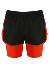 Load image into Gallery viewer, Athletic Sportswear Ladies Shorts 2 in 1 Running Shorts Black/Red