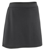 Load image into Gallery viewer, front view of black colour girls skort 2-in-1  skirt with built-in shorts