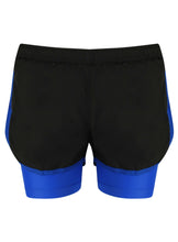 Load image into Gallery viewer, Athletic Sportswear Ladies Shorts 2 in 1 Running Shorts Black/Blue