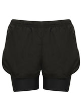 Load image into Gallery viewer, Athletic Sportswear Ladies Shorts 2 in 1 Running Shorts Black/Black
