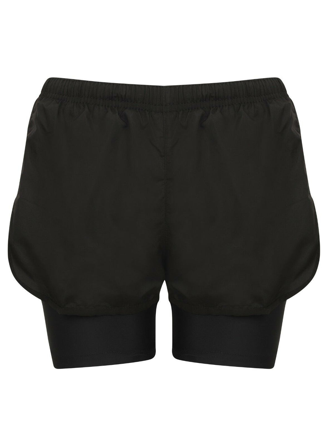 Athletic Sportswear Ladies Shorts 2 in 1 Running Shorts Black/Black