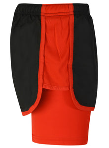Athletic Sportswear Ladies Shorts 2 in 1 Running Shorts Black/Red