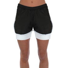 Load image into Gallery viewer, Athletic Sportswear Ladies Shorts 2 in 1 Running Shorts Black/White