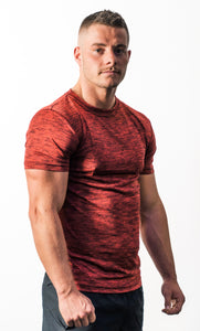 Athletic Sportswear Mens Gym T-Shirts Melange Red