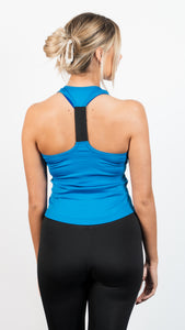 Athletic Sportswear Ladies Elastic Racerback Sports Vest Blue