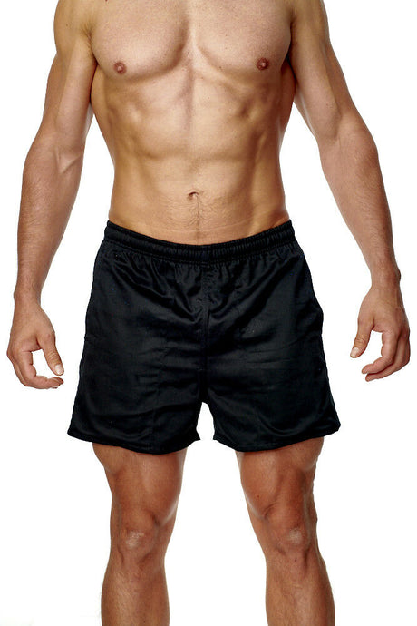 Athletic Sportswear Mens Rugby Shorts Black