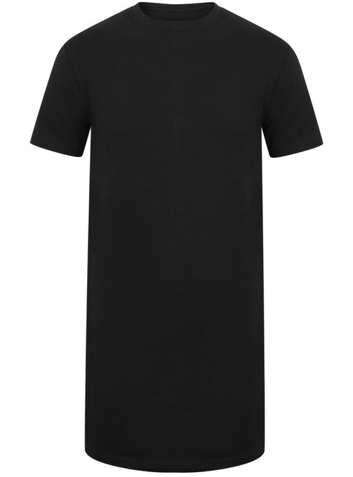 Athletic Sportswear Mens Longline T-Shirts Black