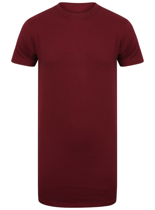 Athletic Sportswear Mens Longline T-Shirt Burgundy