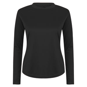 Athletic Sportswear Ladies Activemesh Long Sleeve Running Top Black