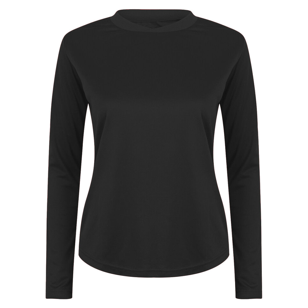 Athletic Sportswear Ladies Activemesh Long Sleeve Running Top Black