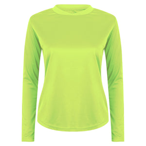 Athletic Sportswear Ladies Activemesh Long Sleeve Running Top Neon Green