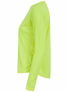 Athletic Sportswear Ladies Activemesh Long Sleeve Running Top Neon Green