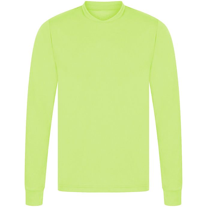 Athletic Sportswear Mens Long Sleeve Running Top Neon Green