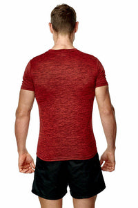 Athletic Sportswear Mens Gym T-Shirts Melange Red