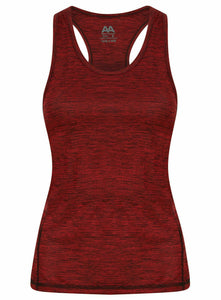 Athletic Sportswear Ladies Melange Gym Vest Red