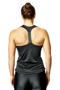 Athletic Sportswear Ladies Elastic Racerback Sports Vest Black