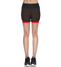 Load image into Gallery viewer, Athletic Sportswear Ladies High Waist Sports Shorts Black/Red