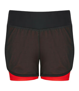 Athletic Sportswear Ladies High Waist Sports Shorts Black/Red