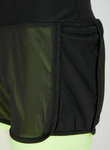 Athletic Sportswear Ladies High Waist Sports Shorts Black/Green