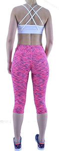Athletic Sportswear Ladies High Waist Stripe Leggings Pink