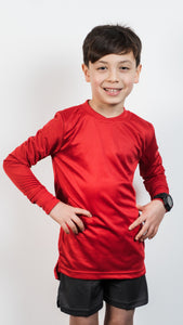Athletic Sportswear Kids All-Purpose Sports Longs Sleeve T-Shirts Red