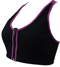 Load image into Gallery viewer, Sports Bra With Front Zip Padded Medium Impact Yoga Gym Running Vest Activewear freeshipping - athleticsportswear.co.uk