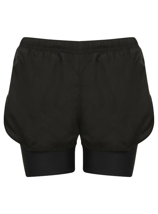 Athletic Sportswear Ladies Shorts 2 in 1 Running Shorts Black/Black
